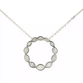 14k White Gold 1.00ct G VS2 Marquise Diamond Bezel Set Graduated Eternity Circle Pendant